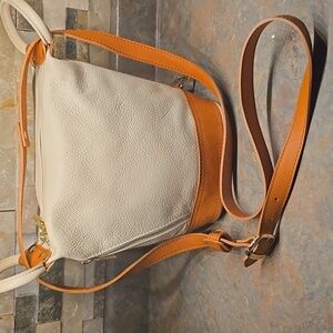 Valentina White and Brown Italian Leather Back Pack or Shoulder Bag